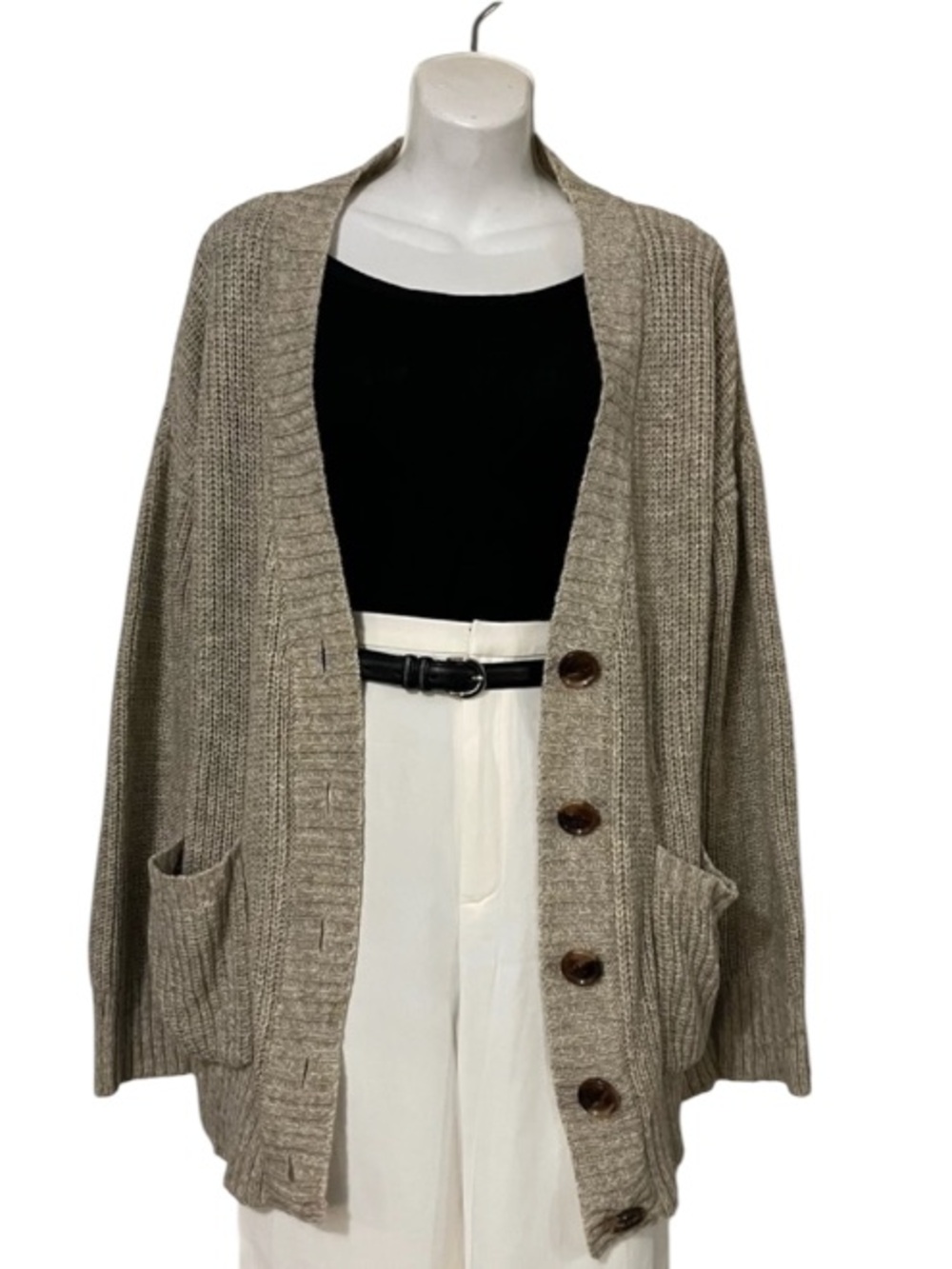 Arizona Jean Co Women’s Button Front Oatmeal Cardigan Sweater Sz S